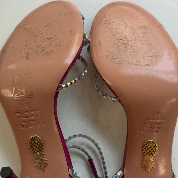 AQUAZZURA Dance Plexi 105 Embellished PVC/ iridescent leather sandals Size 38.5 - Picture 11 of 16
